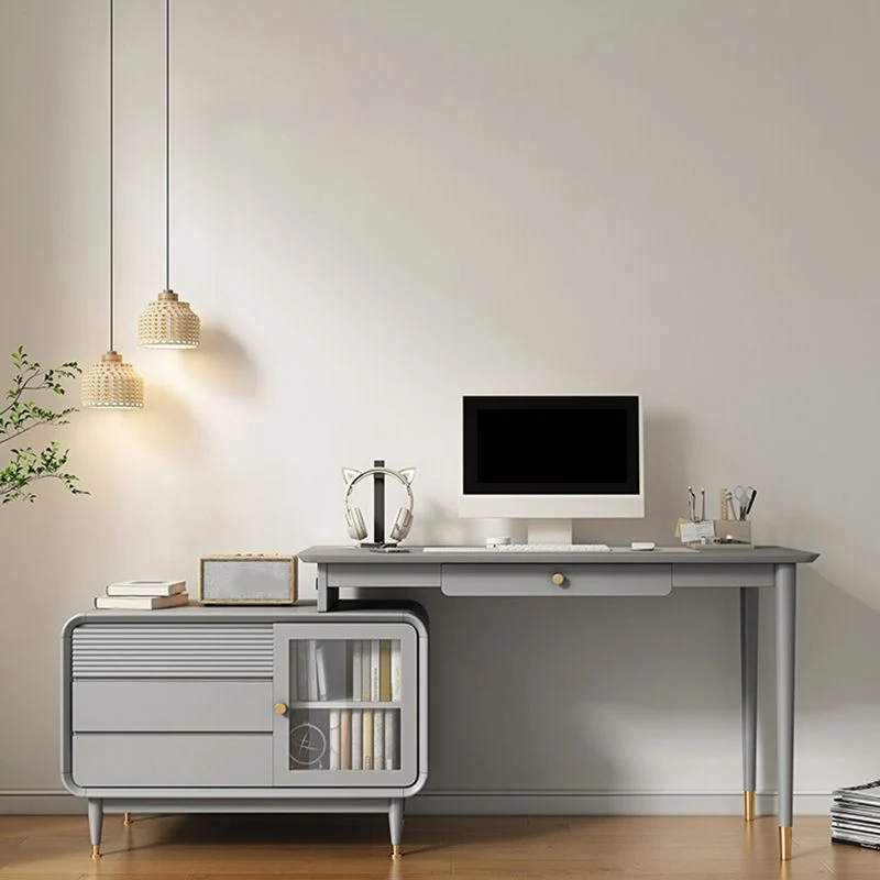 Scrivania da ufficio legno stile moderno, scrivania operativa di forma rettangolare con 4 cassetti per la casa Clearhalo