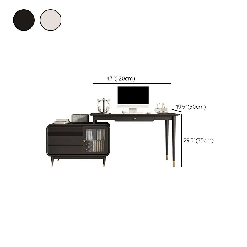 Scrivania da ufficio legno stile moderno, scrivania operativa di forma rettangolare con 4 cassetti per la casa Clearhalo