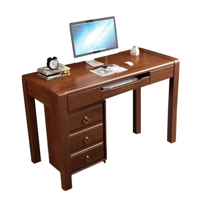 Scrivania da ufficio legno stile moderno Scrivania operativa di forma rettangolare con 3 cassetti Clearhalo