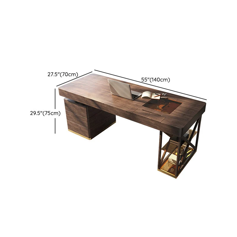 Scrivania da ufficio legno stile moderno Scrivania operativa di forma rettangolare con 6 cassetti Clearhalo