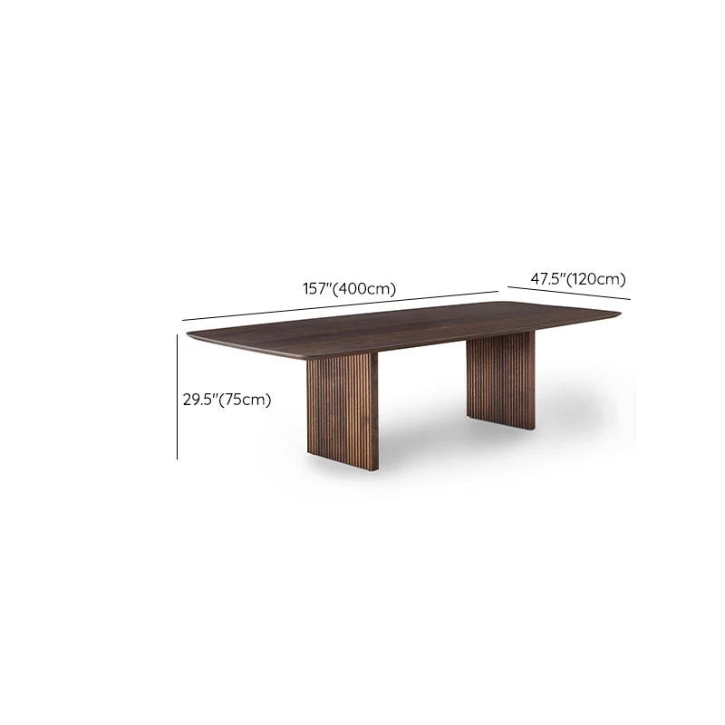 Scrivania da ufficio legno stile moderno Scrivania operativa di forma rettangolare con 2 gambe marrone scuro Clearhalo
