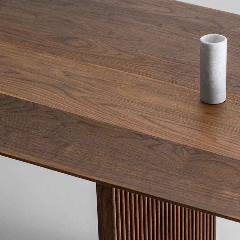 Scrivania da ufficio legno stile moderno Scrivania operativa di forma rettangolare con 2 gambe marrone scuro Clearhalo