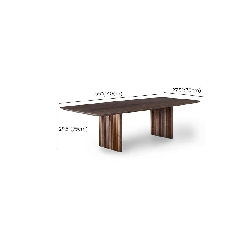 Scrivania da ufficio legno stile moderno Scrivania operativa di forma rettangolare con 2 gambe marrone scuro Clearhalo