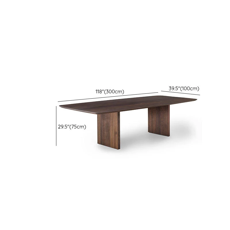 Scrivania da ufficio legno stile moderno Scrivania operativa di forma rettangolare con 2 gambe marrone scuro Clearhalo