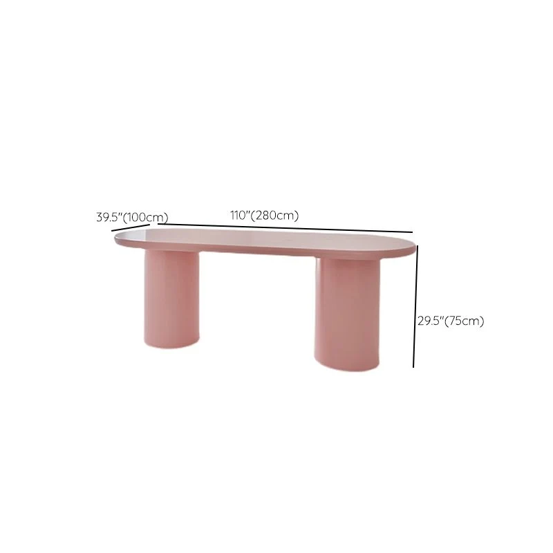 Scrivania da ufficio legno stile moderno Scrivania operativa di forma ovale con 2 gambe rosa Clearhalo