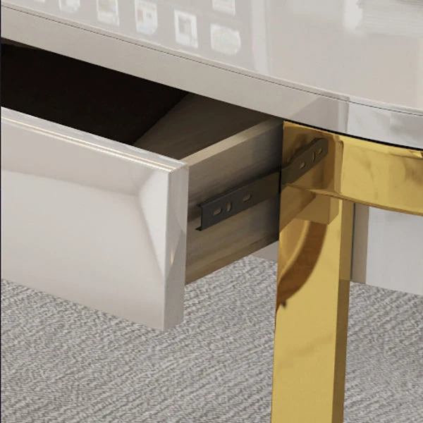 Scrivania da ufficio marmo glamour con base metallo dorato per scrivania domestica Clearhalo
