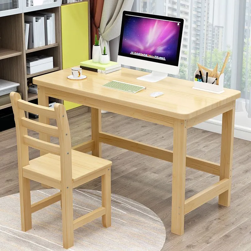Scrivania da ufficio moderna con base forma di H, scrivania rettangolare legno massello Clearhalo