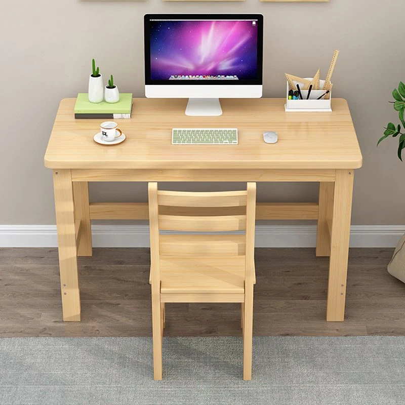 Scrivania da ufficio moderna con base forma di H, scrivania rettangolare legno massello Clearhalo