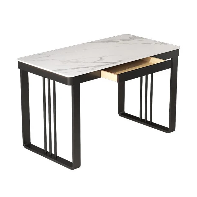 Scrivania da ufficio moderna con piano ardesia, scrivania bianca per la casa con cassetti Clearhalo