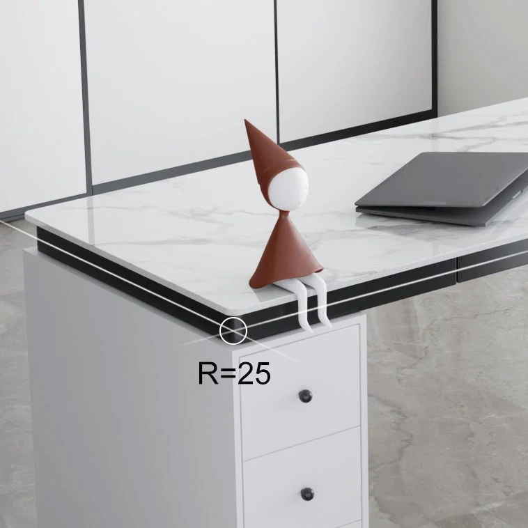 Scrivania da ufficio moderna con piano ardesia, scrivania bianca per la casa con cassetti Clearhalo
