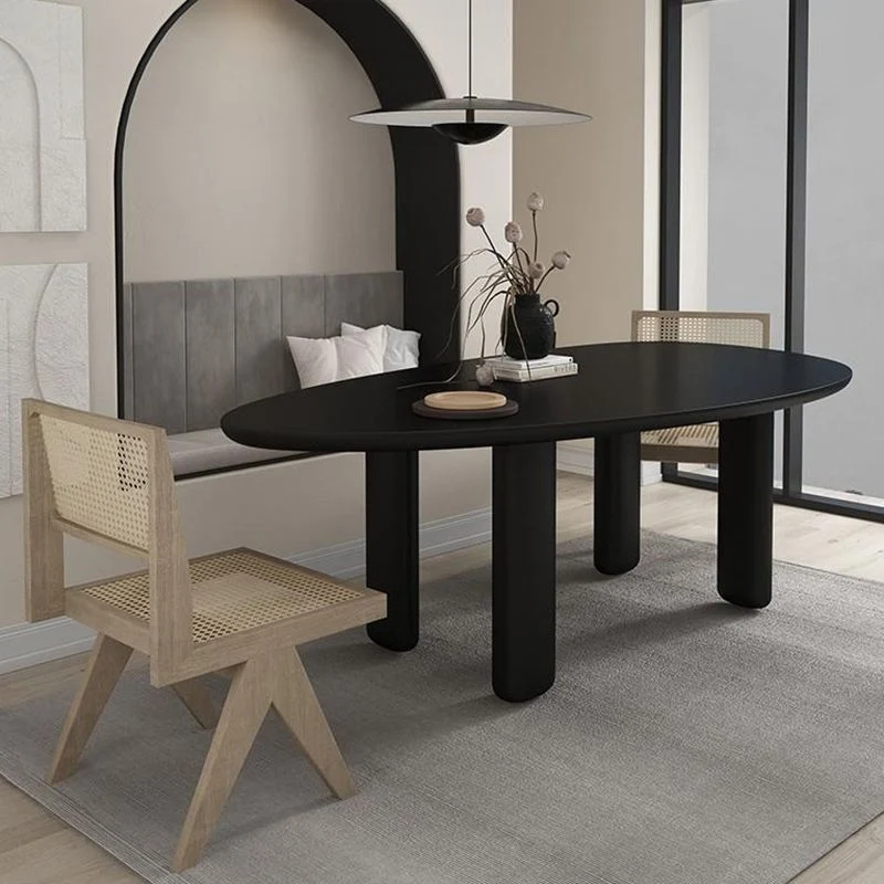 Scrivania da ufficio moderna curva legno massello Parsons nera Clearhalo