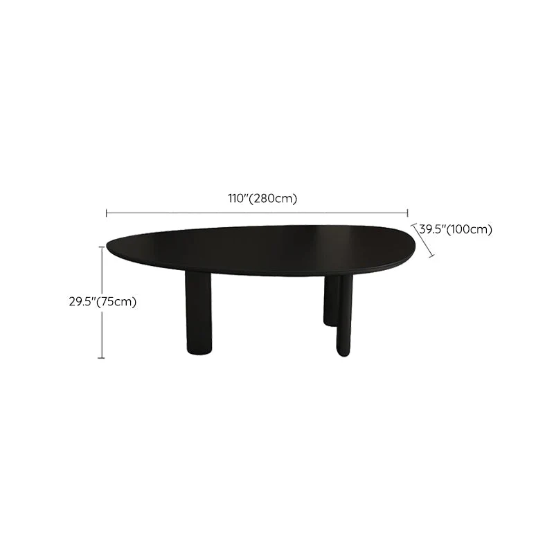 Scrivania da ufficio moderna curva legno massello Parsons nera Clearhalo