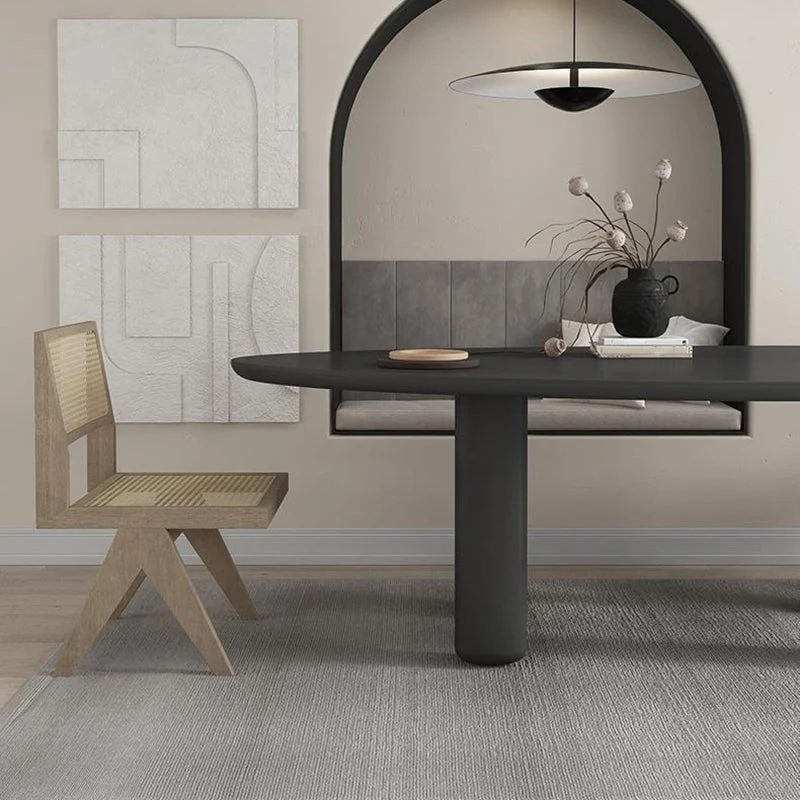 Scrivania da ufficio moderna curva legno massello Parsons nera Clearhalo