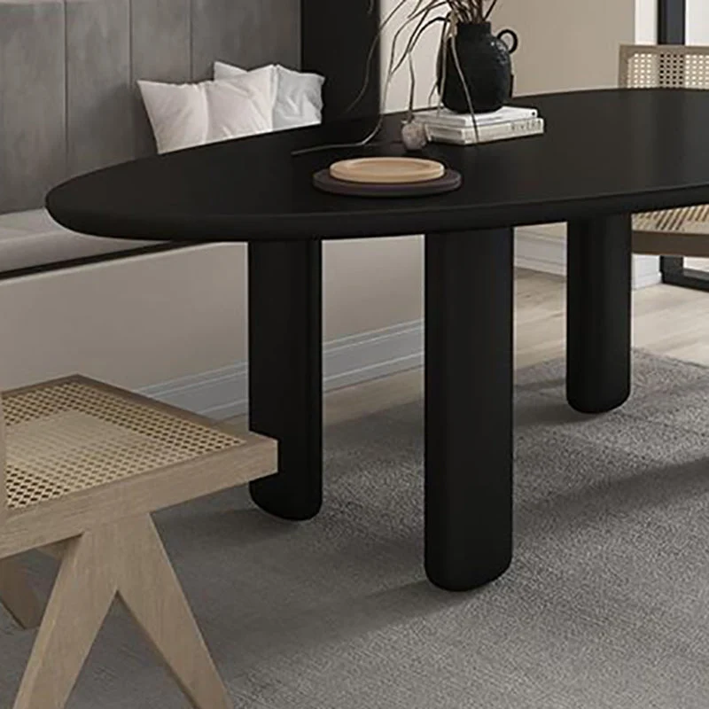 Scrivania da ufficio moderna curva legno massello Parsons nera Clearhalo