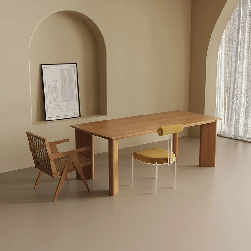Scrivania da ufficio moderna di forma rettangolare. Scrittoio legno naturale Clearhalo