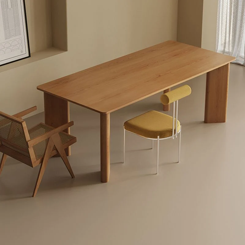 Scrivania da ufficio moderna di forma rettangolare. Scrittoio legno naturale Clearhalo