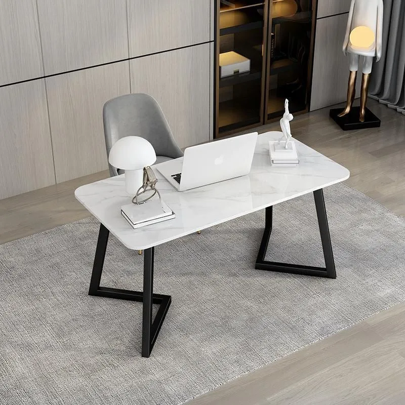 Scrivania da ufficio moderna marmo con gambe metallo Clearhalo