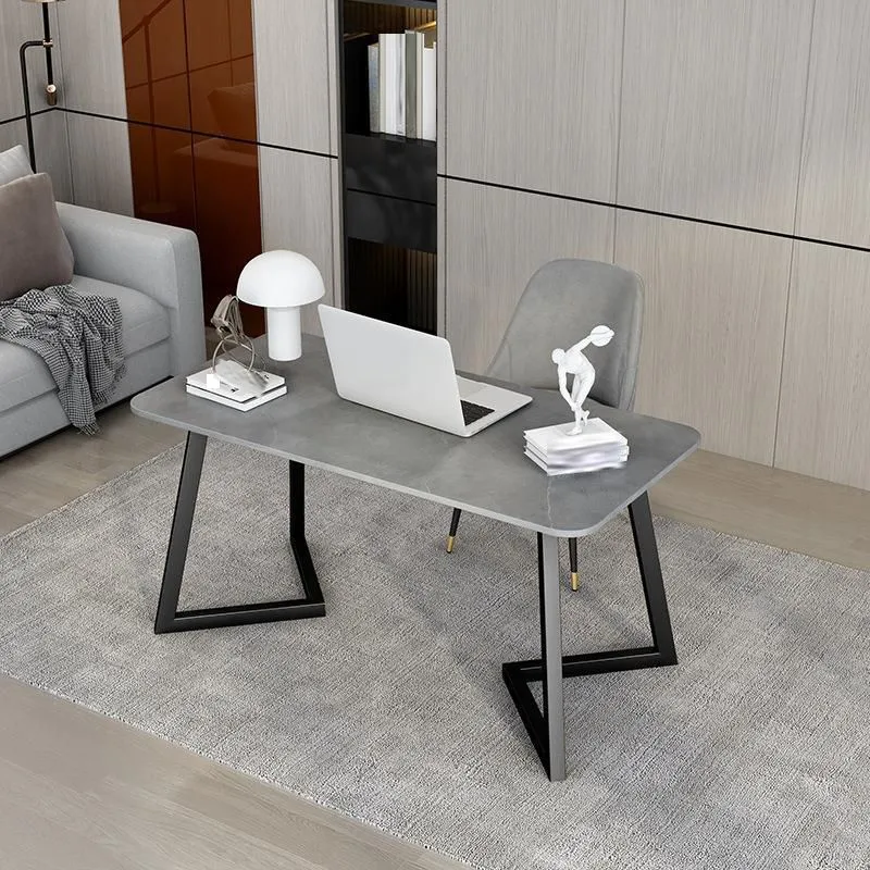 Scrivania da ufficio moderna marmo con gambe metallo Clearhalo
