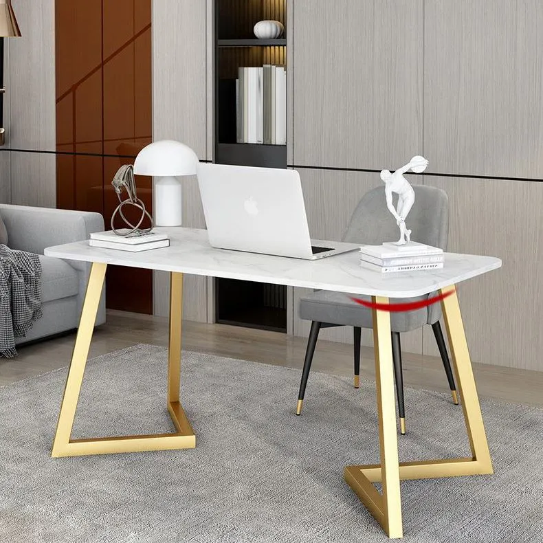 Scrivania da ufficio moderna marmo con gambe metallo Clearhalo
