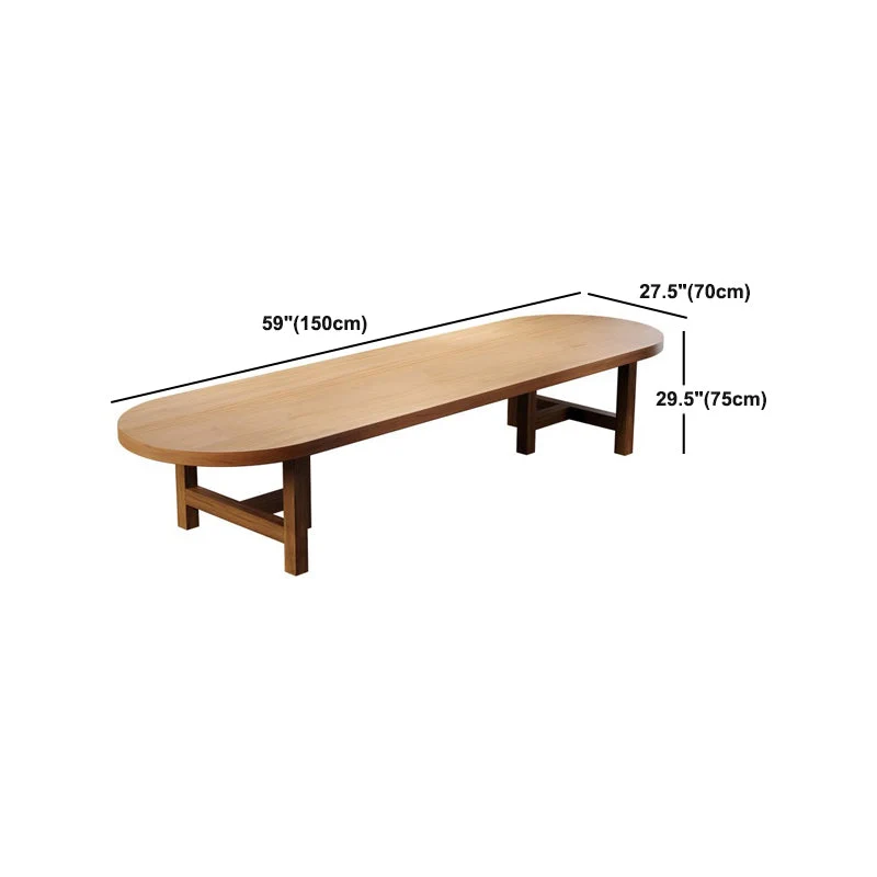 Scrivania da ufficio moderna marrone Scrivania ovale legno massello di pino Clearhalo