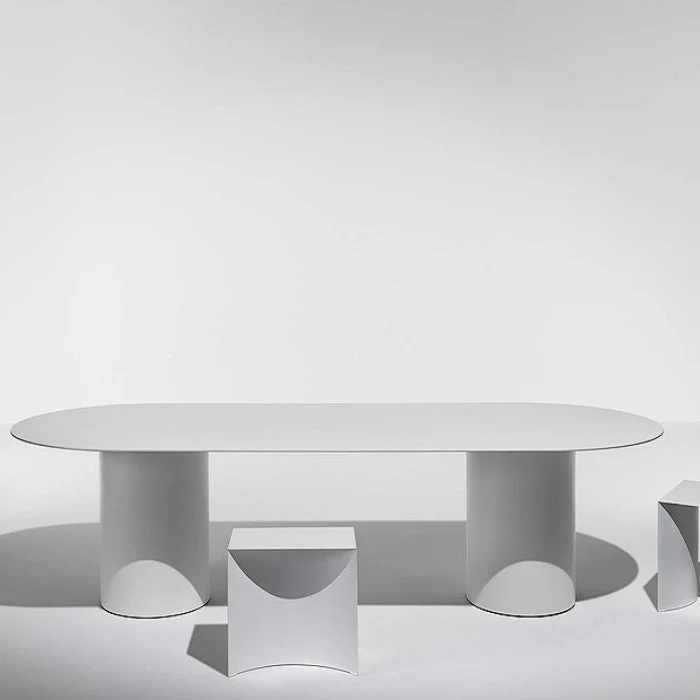 Scrivania da ufficio moderna ovale Scrivania legno di pino bianco Clearhalo