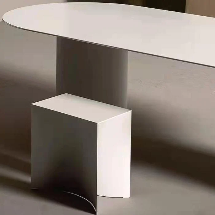 Scrivania da ufficio moderna ovale Scrivania legno di pino bianco Clearhalo