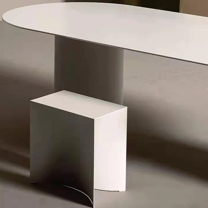 Scrivania da ufficio moderna ovale Scrivania legno di pino bianco Clearhalo