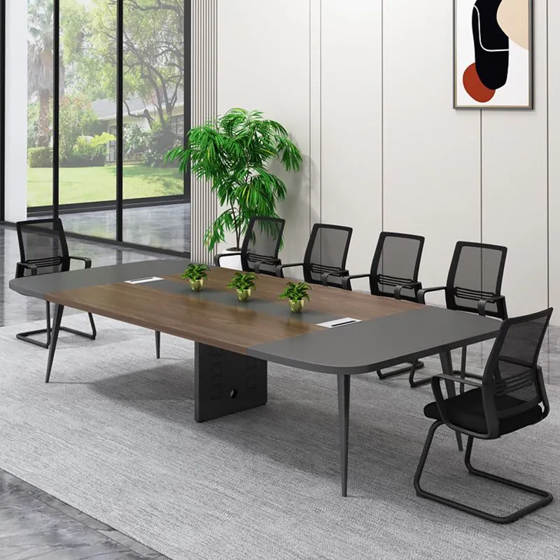 Scrivania da ufficio ovale industriale Scrivania direzionale legno Clearhalo