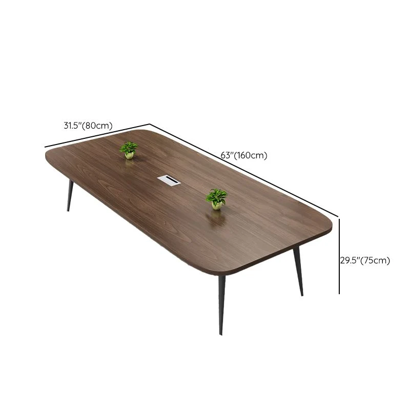 Scrivania da ufficio ovale industriale Scrivania direzionale legno Clearhalo