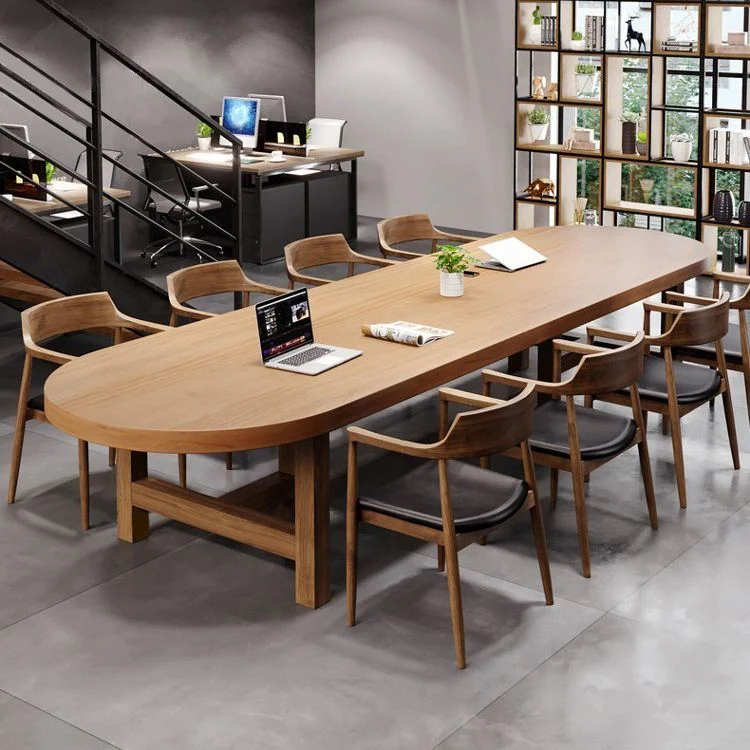 Scrivania da ufficio ovale marrone Scrivania da ufficio industriale legno massello Clearhalo