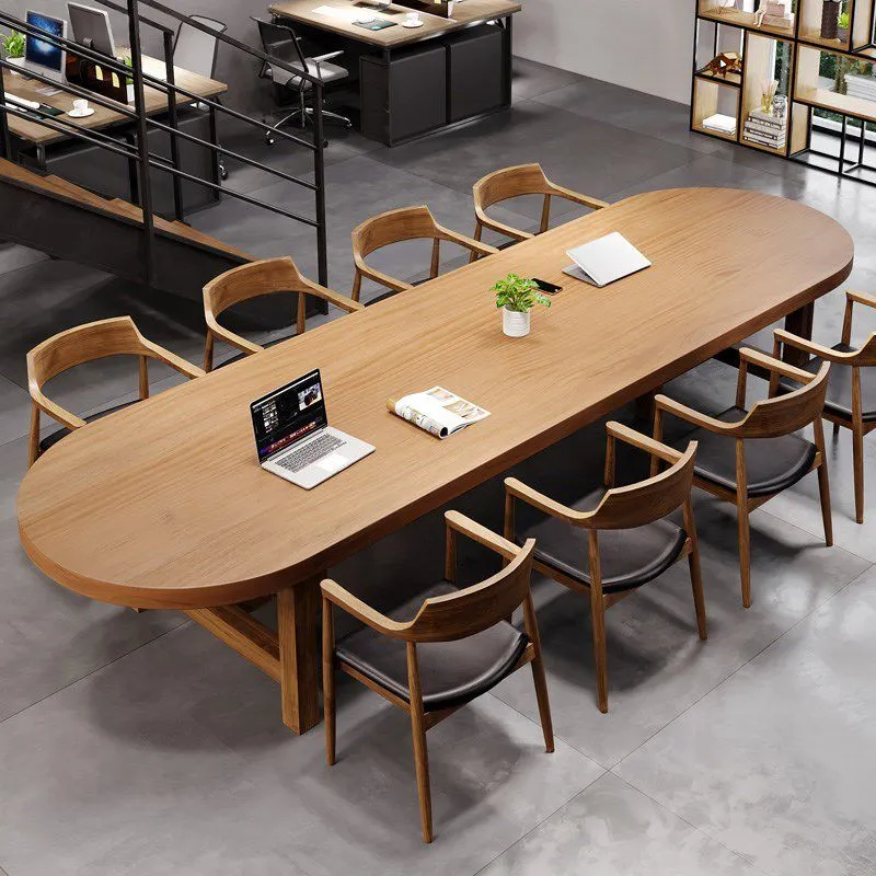 Scrivania da ufficio ovale marrone Scrivania da ufficio industriale legno massello Clearhalo