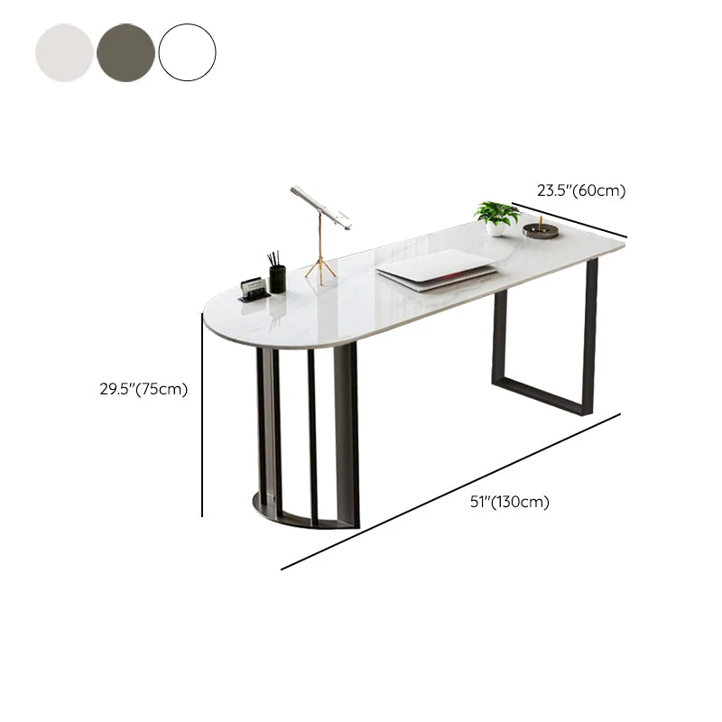 Scrivania da ufficio pietra contemporanea per camera da letto con gambe bianche Clearhalo