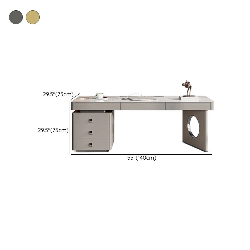 Scrivania da ufficio rettangolare con piano pietra, scrivania glamour con cassetti per ufficio Clearhalo