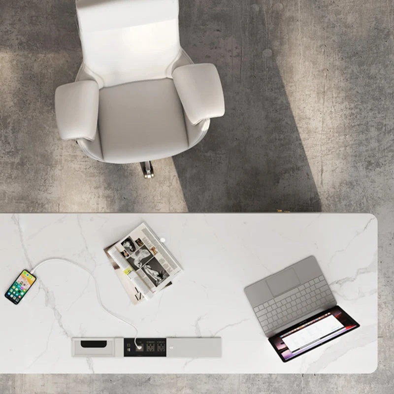 Scrivania da ufficio rettangolare con piano pietra, scrivania glamour con cassetti per ufficio Clearhalo