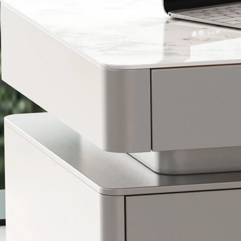 Scrivania da ufficio rettangolare con piano pietra, scrivania glamour con cassetti per ufficio Clearhalo