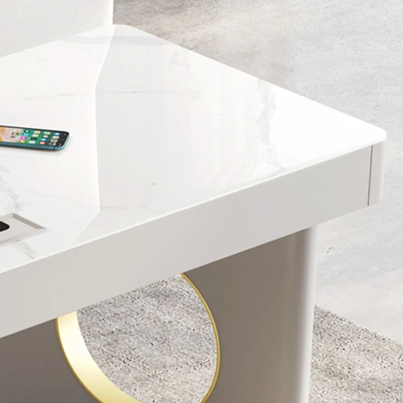 Scrivania da ufficio rettangolare con piano pietra, scrivania glamour con cassetti per ufficio Clearhalo