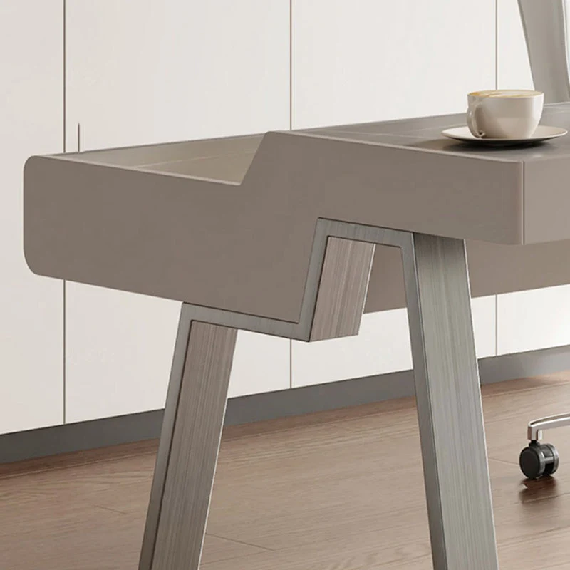 Scrivania da ufficio rettangolare con piano pietra Scrivania industriale con base metallo per ufficio Clearhalo