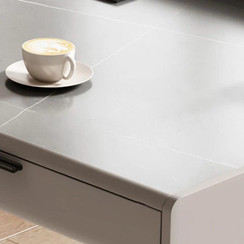 Scrivania da ufficio rettangolare con piano pietra Scrivania industriale con base metallo per ufficio Clearhalo