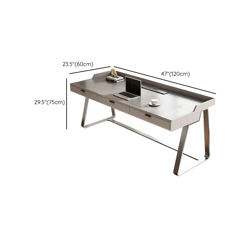 Scrivania da ufficio rettangolare con piano pietra Scrivania industriale con base metallo per ufficio Clearhalo
