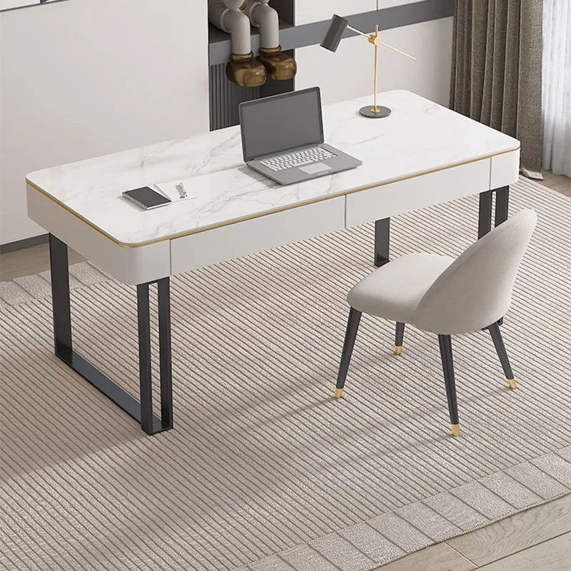 Scrivania da ufficio rettangolare con piano pietra Scrivania moderna con cassetti per ufficio Clearhalo