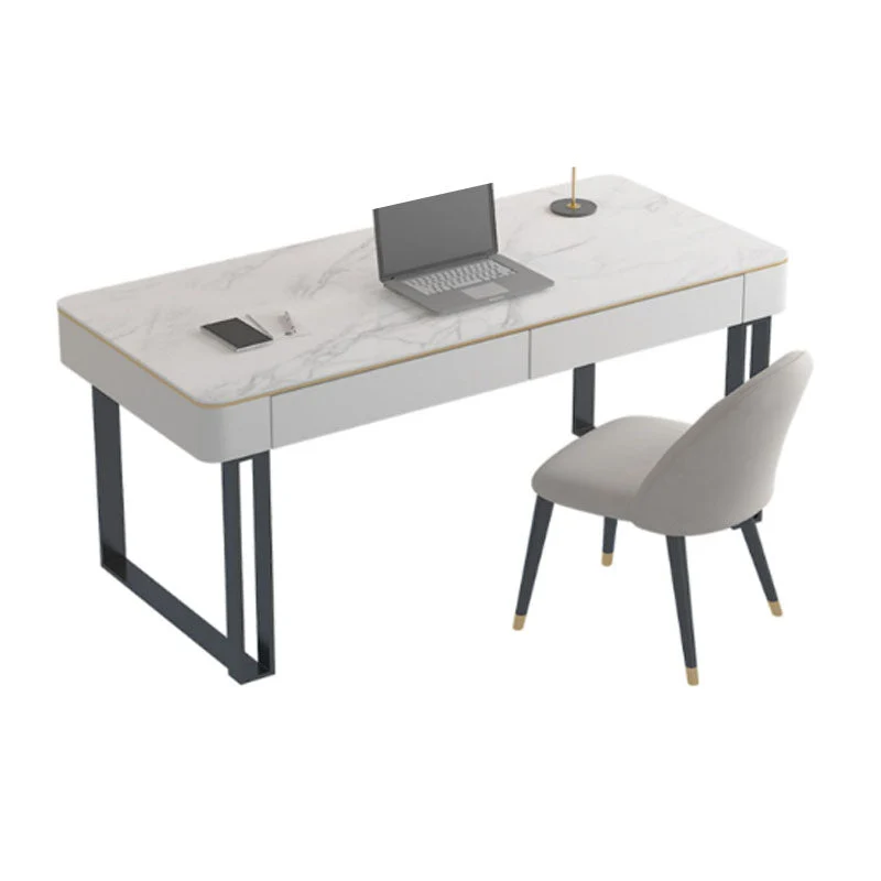Scrivania da ufficio rettangolare con piano pietra Scrivania moderna con cassetti per ufficio Clearhalo