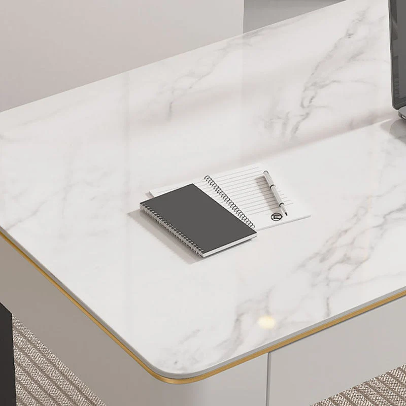 Scrivania da ufficio rettangolare con piano pietra Scrivania moderna con cassetti per ufficio Clearhalo