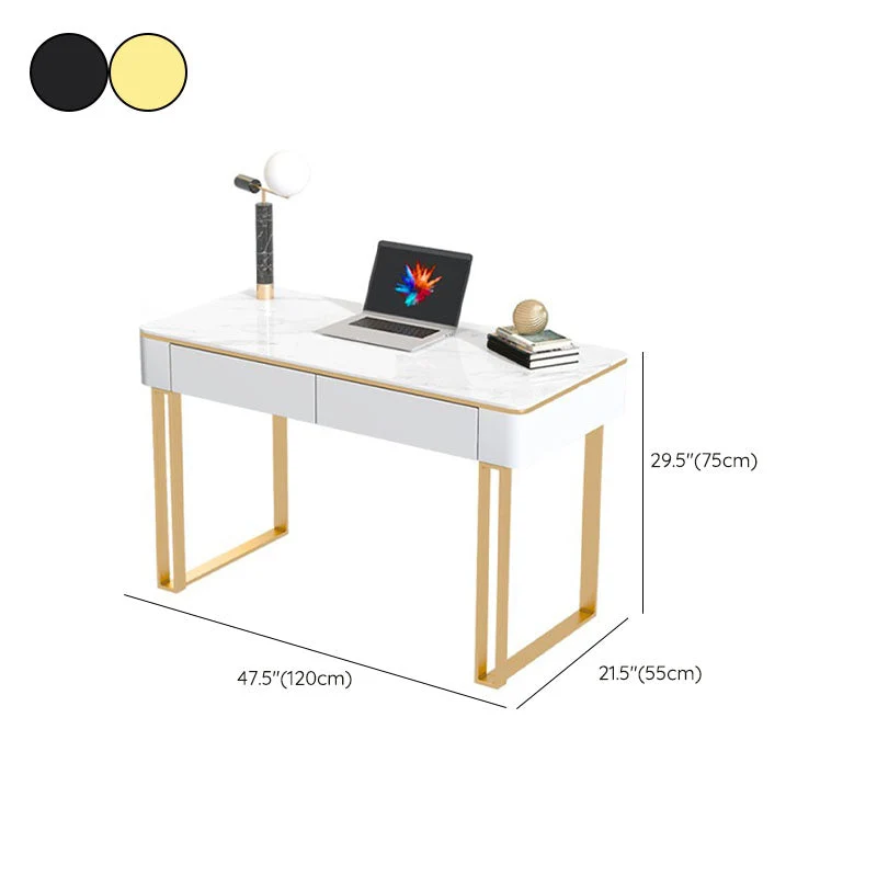 Scrivania da ufficio rettangolare con piano pietra Scrivania moderna con cassetti per ufficio Clearhalo