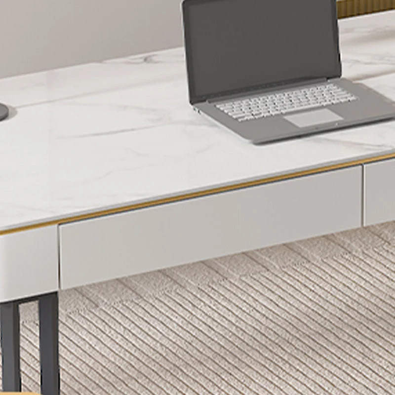 Scrivania da ufficio rettangolare con piano pietra Scrivania moderna con cassetti per ufficio Clearhalo