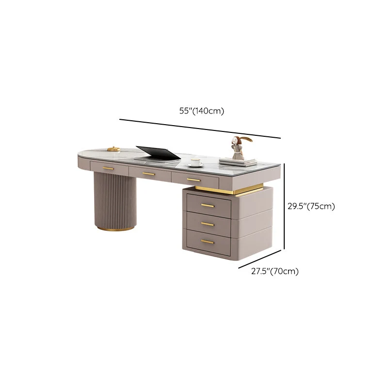 Scrivania da ufficio rettangolare con piano pietra Glam con 6 cassetti per ufficio Clearhalo