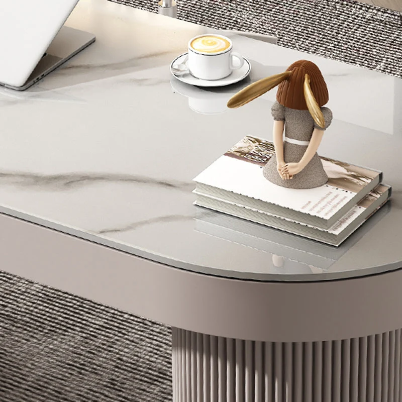 Scrivania da ufficio rettangolare con piano pietra Glam con 6 cassetti per ufficio Clearhalo