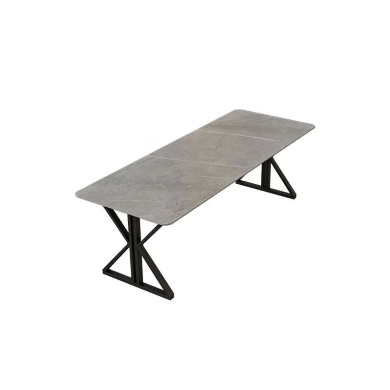 Scrivania da ufficio rettangolare con piano pietra Scrivania moderna con base metallo per ufficio Clearhalo