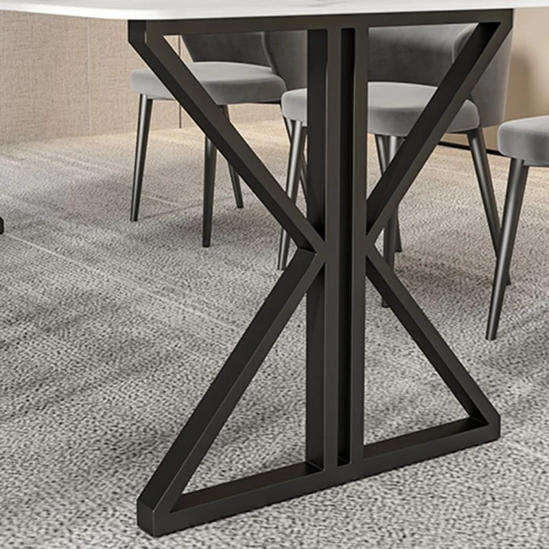 Scrivania da ufficio rettangolare con piano pietra Scrivania moderna con base metallo per ufficio Clearhalo
