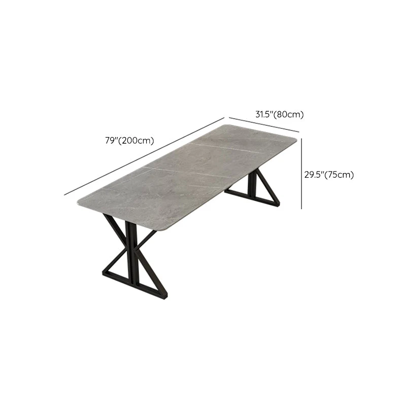 Scrivania da ufficio rettangolare con piano pietra Scrivania moderna con base metallo per ufficio Clearhalo