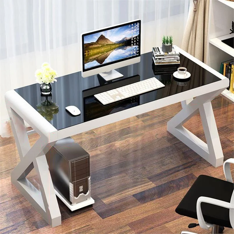 Scrivania da ufficio rettangolare con piano vetro Scrivania per computer contemporanea Clearhalo
